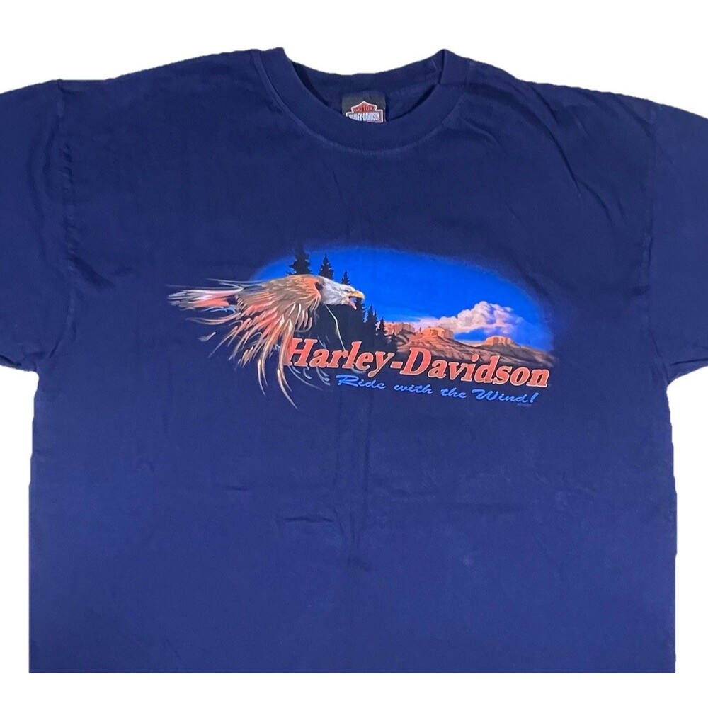Harley Davidson T-Shirt Lakewood Ocean County Blue XL 2 Sided Ride With The Wind